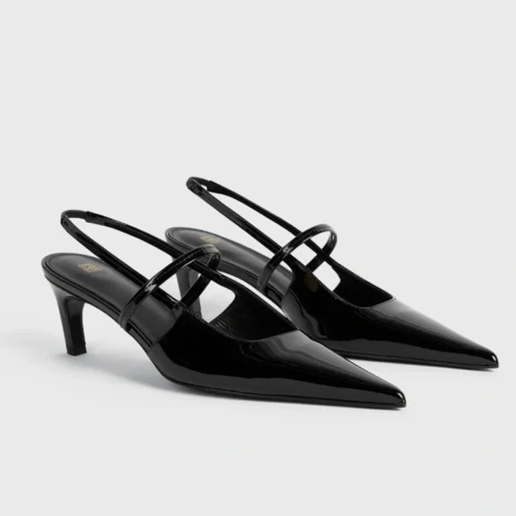 Toteme Sharp Slingback Pumps, 39, Black - Picture 3 of 17